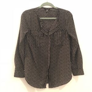 Black and White Polka Dot Long Sleeve Blouse